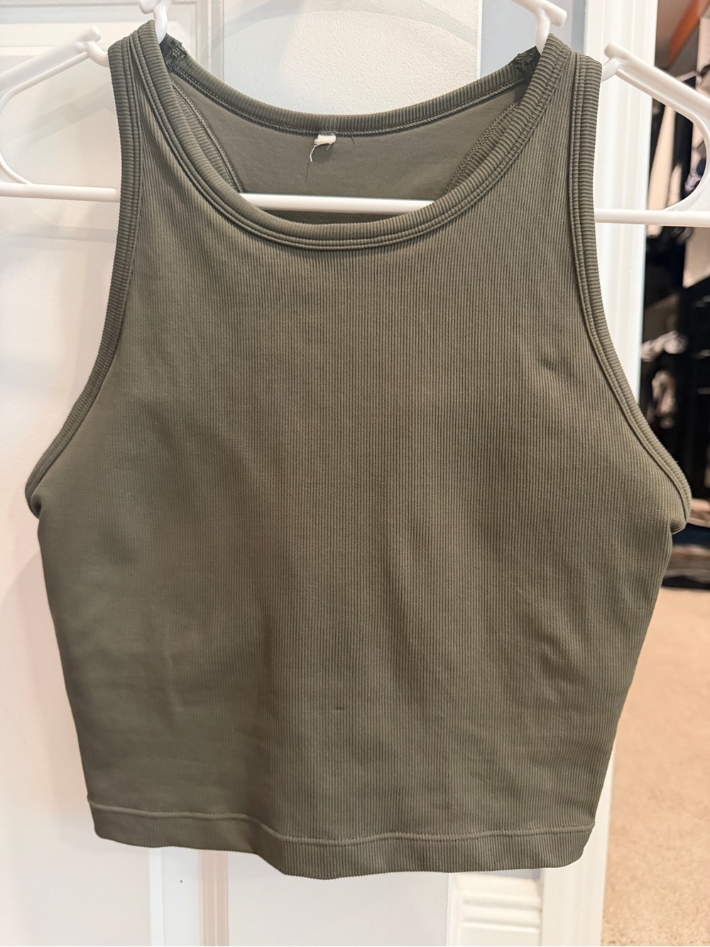H&M Olive Green Ribbed Crop Tank - Picture 2 of 5